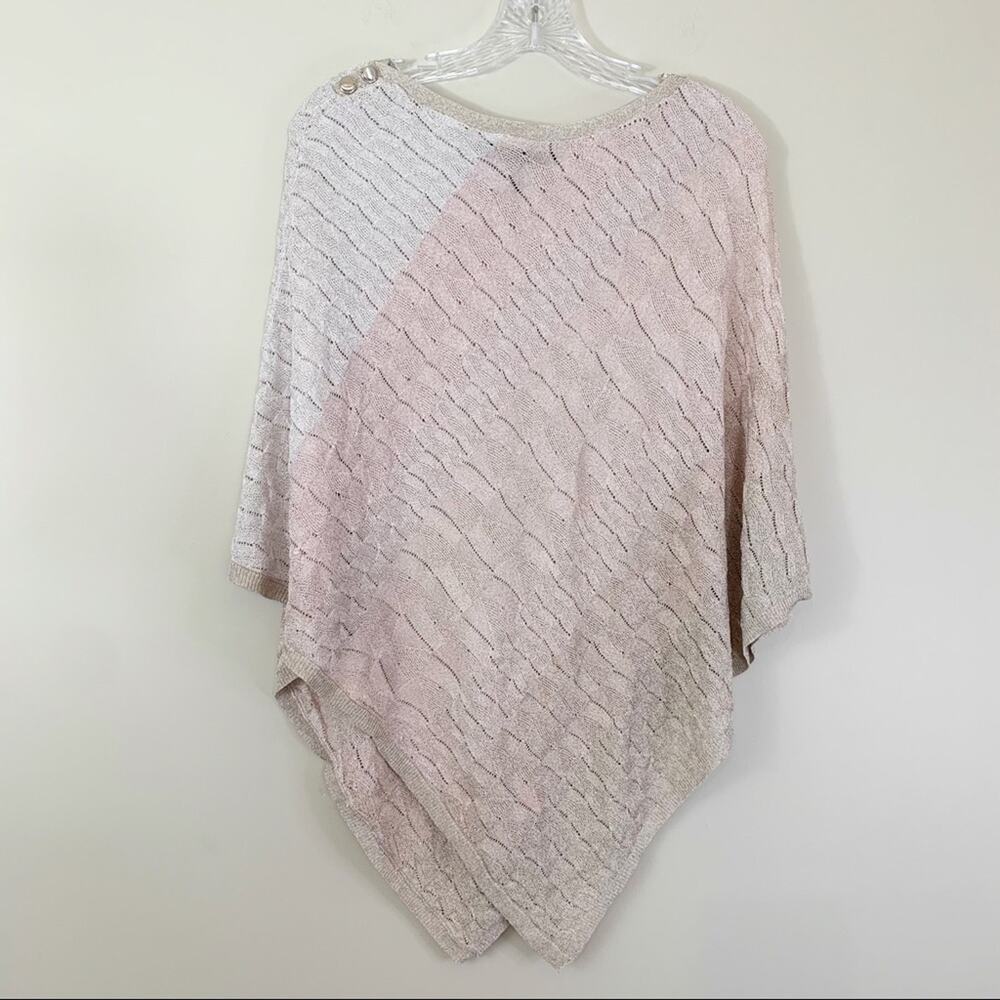 WHBM Pink/Gold Metallic Sweater Poncho